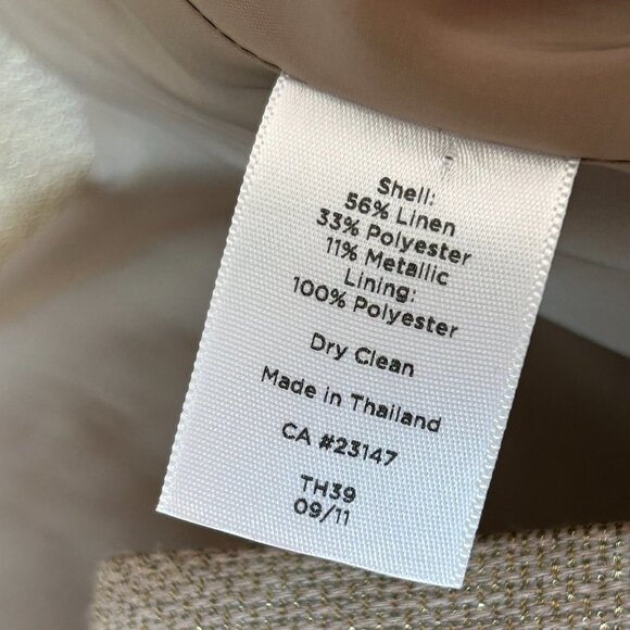 Talbots Linen Blend Metallic Golden “Jackie” Fit Blazer Retro NWOT US 8 - 1H1935 - Picture 3 of 6
